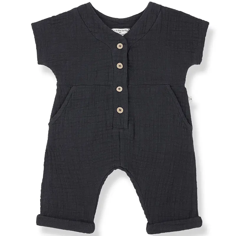Adriano Short Sleeve Overall in Anthracite by 1+ in the Family - Last One In Stock - 12 Months