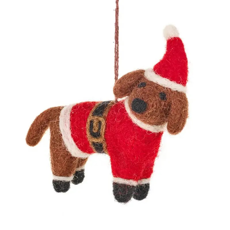 Buddy The Festive Dog Hanging Christmas Decoration by Felt So Good