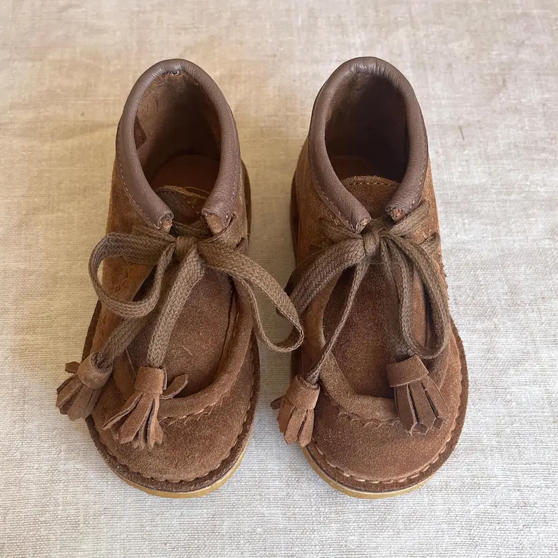 Dani Lace Up Shoes With Tassels in Caffe Suede by PP