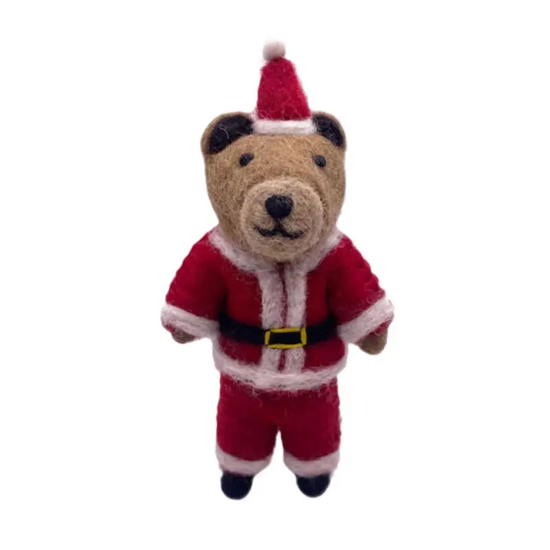 Father Christmas Brown Bear Hanging Christmas Decoration by Amica