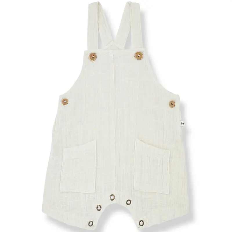 Giulio Short Overall in Ivory by 1+ in the Family - Last Ones In Stock - 6-12 Months