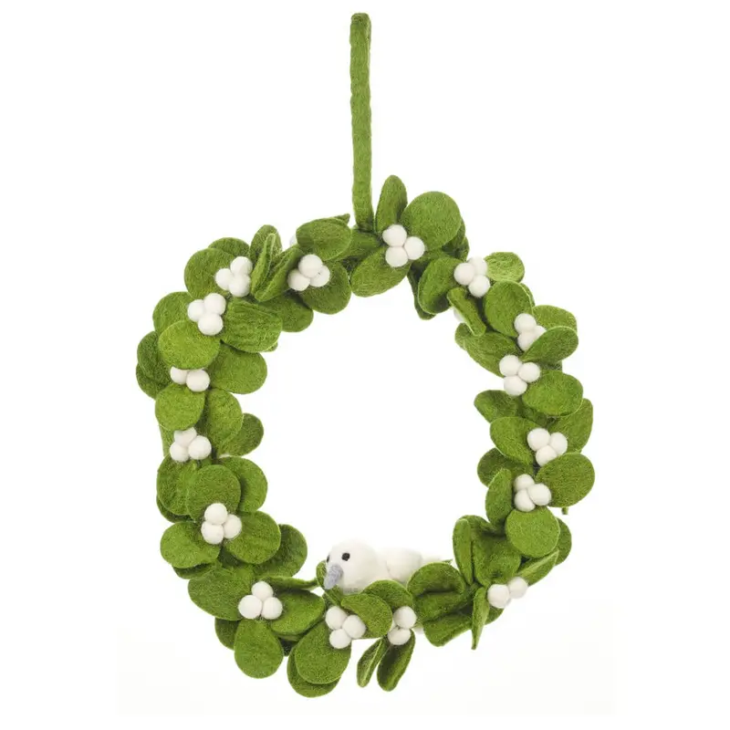 Large Mistletoe Wreath With Dove Christmas Decoration (30cm) by Felt So Good