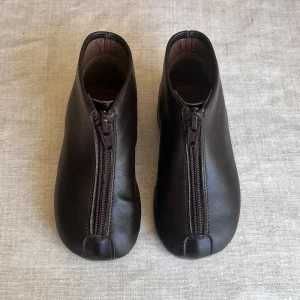 Leather Booties in Dark Brown by PP