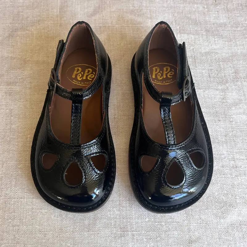 Lucy Cut Out Sandals in Black Patent by PP