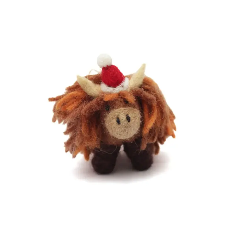 Mini Highland Cow Hanging Christmas Decoration by Amica