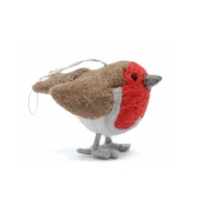 Mini Natural Robin Hanging Christmas Decoration by Amica
