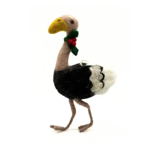 Ostrich With Holly Sprig Hanging Christmas Decoration by Amica