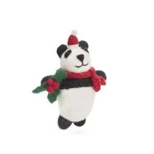 Panda With Holly Hanging Christmas Decoration by Amica