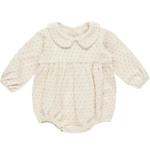 Peter Pan Romper in Polka Dot by Quincy Mae