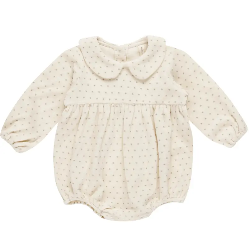 Peter Pan Romper in Polka Dot by Quincy Mae