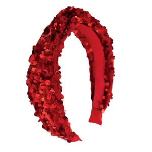 Sequin Velvet Headband in Red by Rockahula
