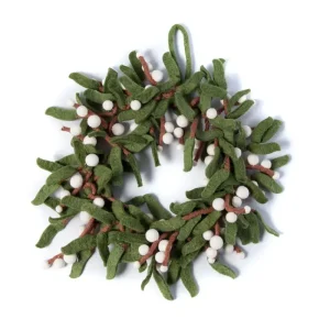 Small Mistletoe Wreath Hanging Christmas Decoration (30cm) by Amica
