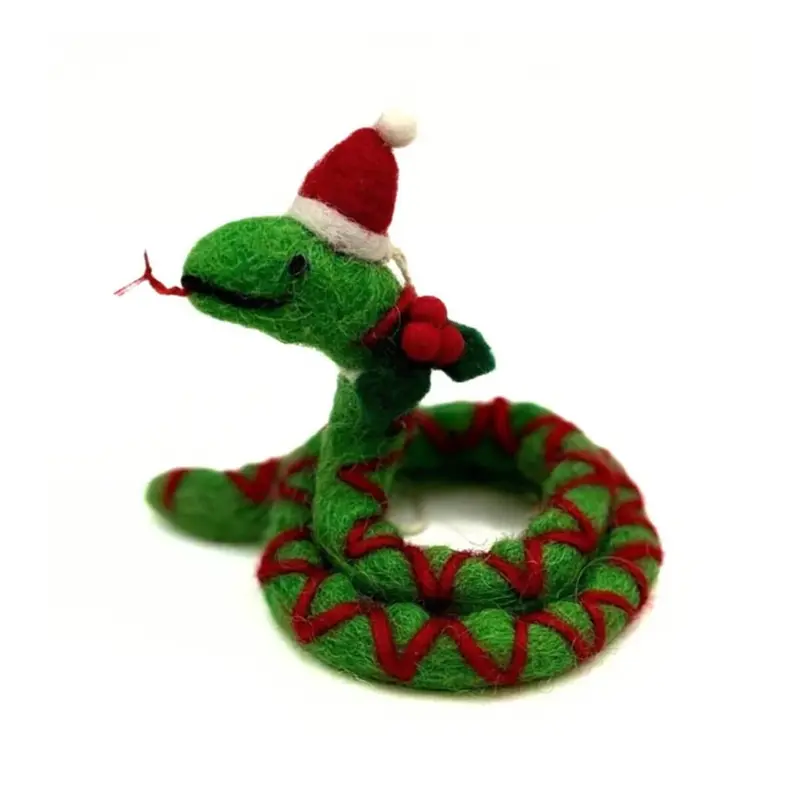 Snake With Holly Sprig Hanging Christmas Decoration by Amica