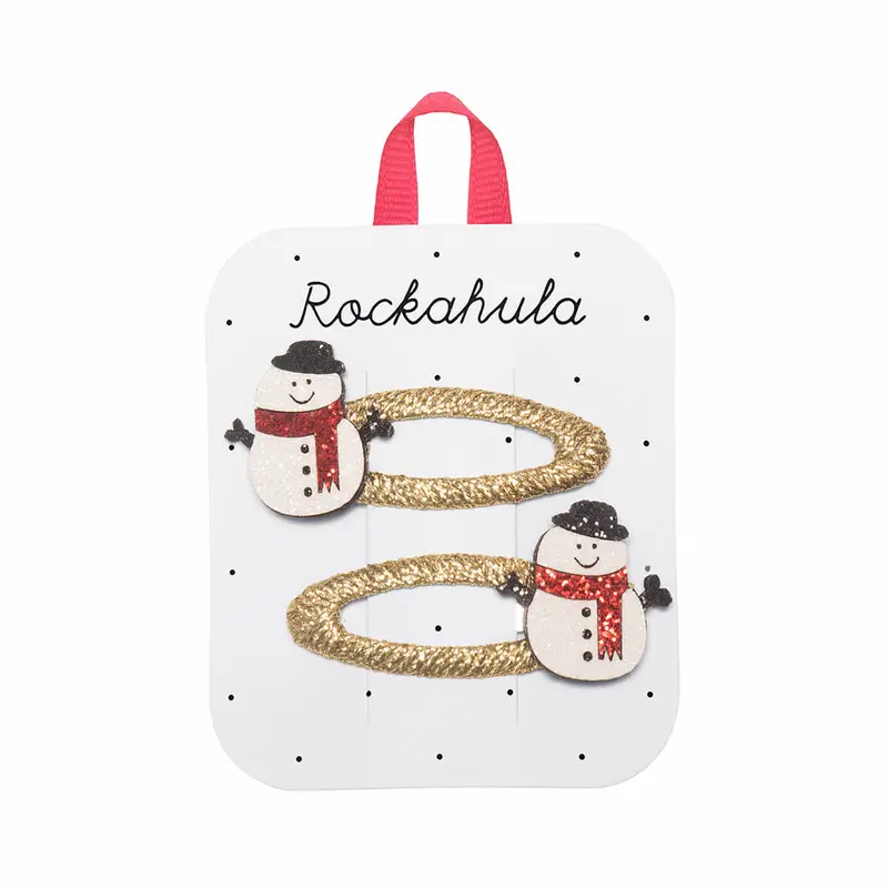 Snowman Glitter Hair Clips by Rockahula