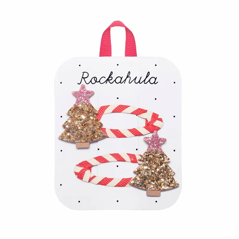 Stripy Christmas Tree Hair Clips by Rockahula