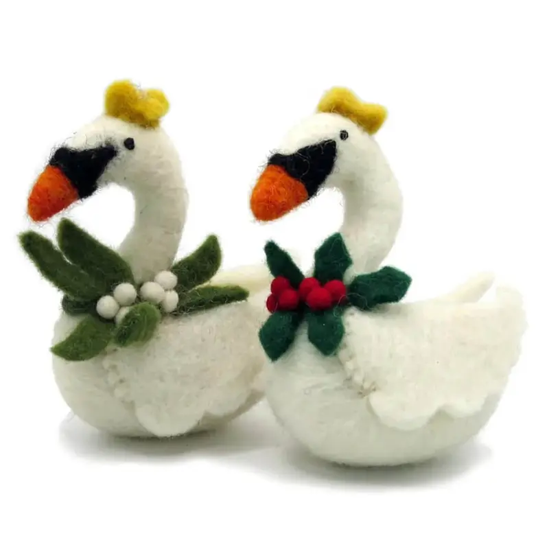 Swimming Swans 12 Days Of Christmas Hanging Christmas Decorations by Amica