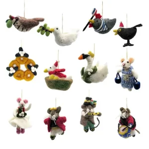 The 12 Days Of Christmas Hanging Christmas Decorations Set (Mini Size) by Amica