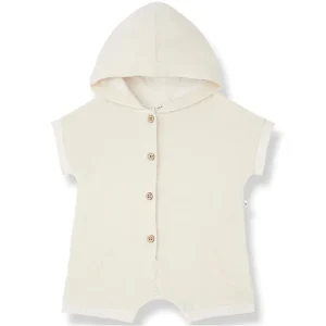 Tiziano Hooded Overall in Ivory by 1+ in the Family - Last Ones In Stock - 3-6 Months