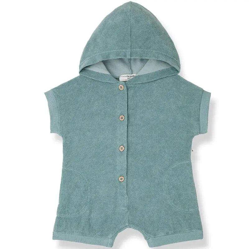 Tiziano Hooded Overall in Shark by 1+ in the Family - Last One In Stock - 12 Months