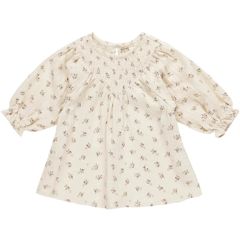 V Smocked Dress in Holly Berry by Quincy Mae - Last Ones In Stock - 6-18 Months