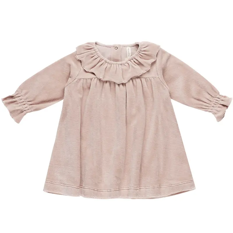 Velour Baby Dress in Blush by Quincy Mae