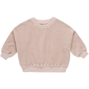 Velour Relaxed Sweatshirt in Blush by Quincy Mae - Last Ones In Stock - 0-6 Months