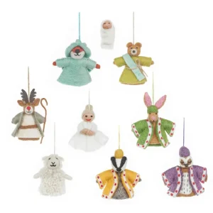 Woodland Nativity Hanging Christmas Decorations (set of 9 characters) by Felt So Good
