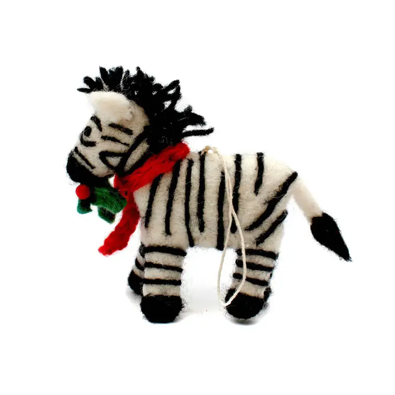 Zebra With A Holly Sprig Hanging Christmas Decoration by Amica
