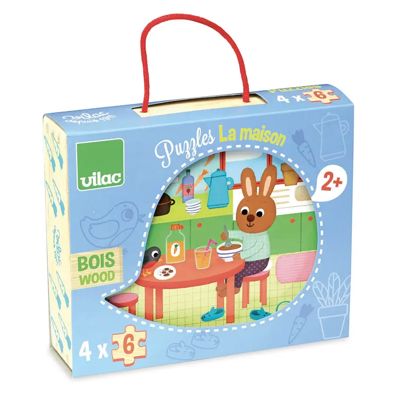 4 House Wooden Puzzle by Vilac