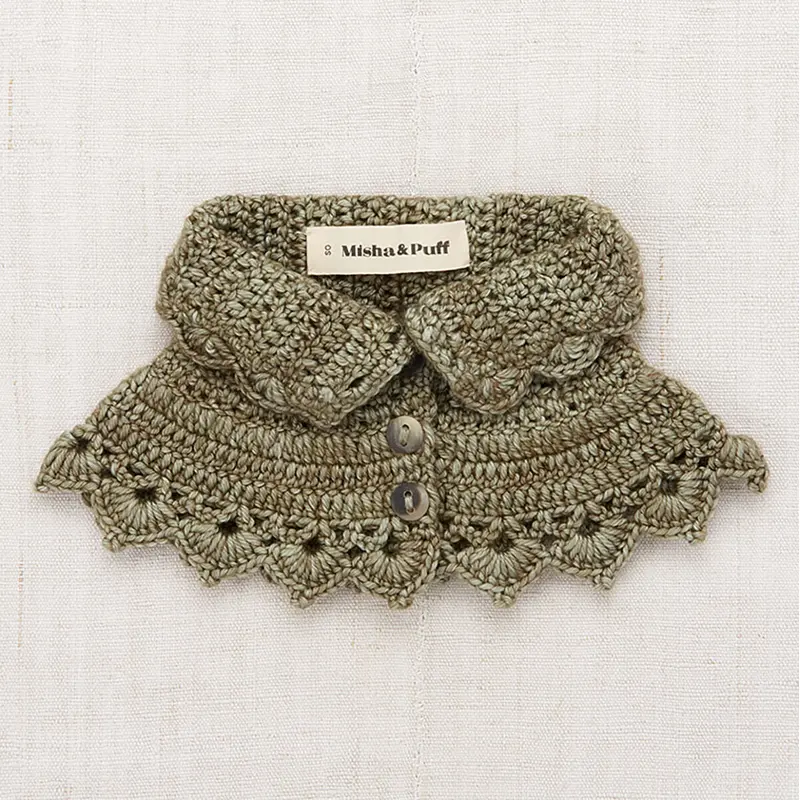 Crochet Button Collar in Seal Gray by Misha & Puff