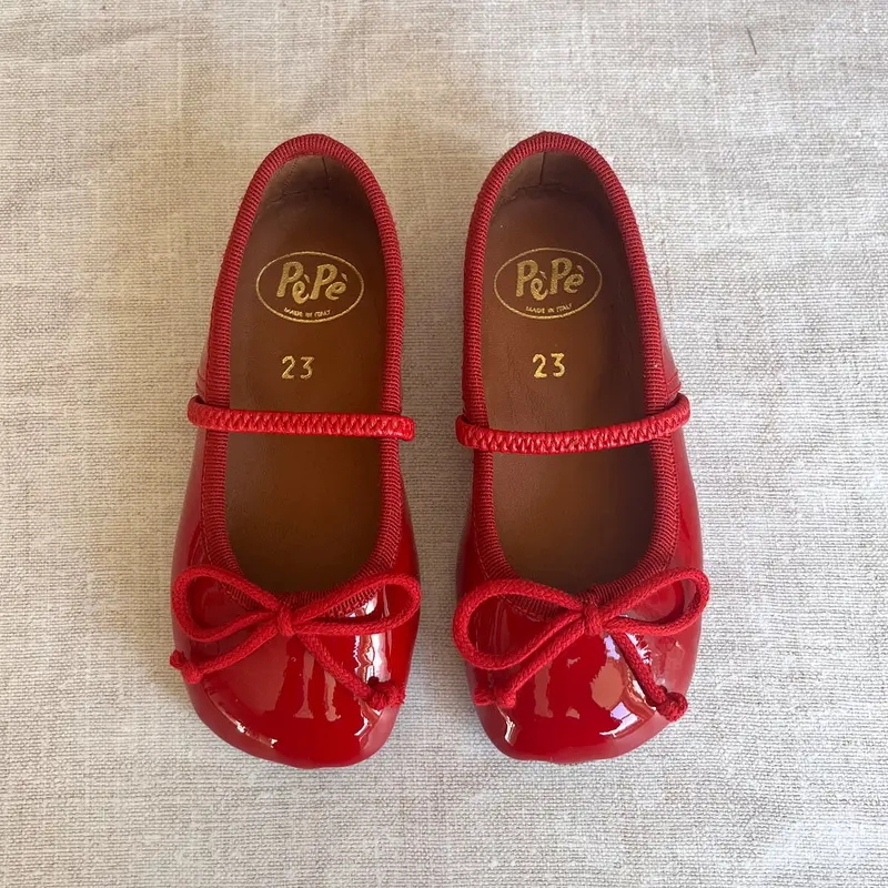 Darlyn Patent Leather Ballet Slippers in Red by PP