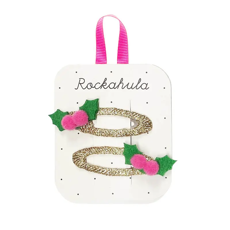 Holly Pom Pom Hair Clips by Rockahula