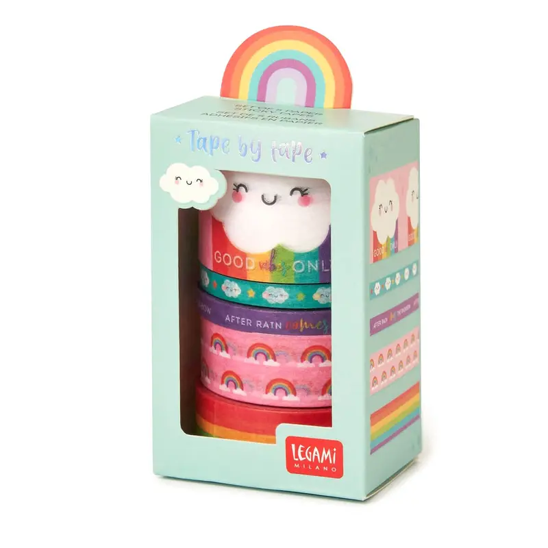 Rainbow Tape By Tape Box Of Five Paper Sticky Tapes by Legami