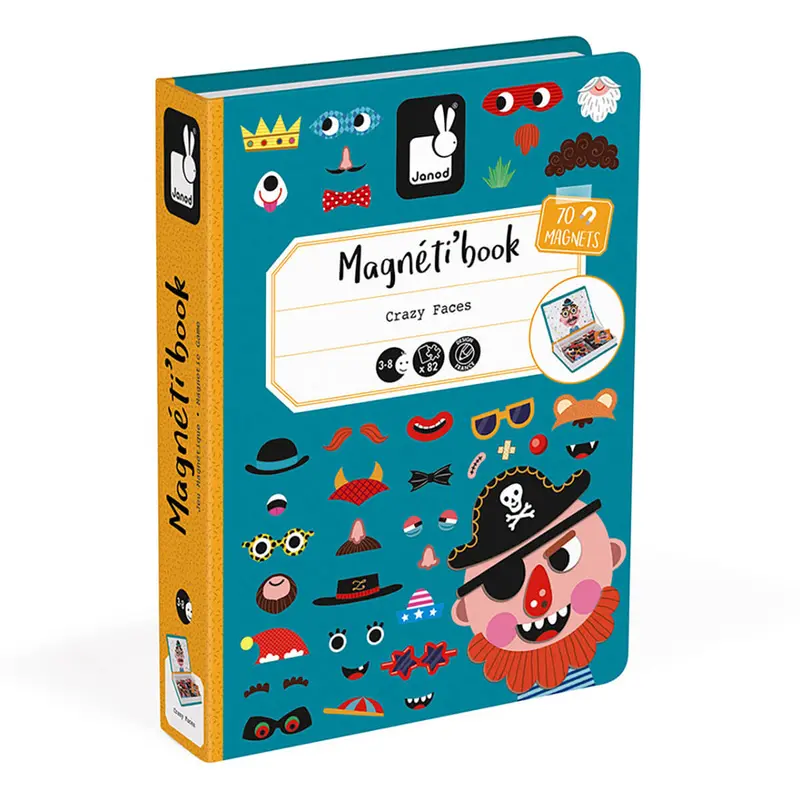 Boy's Crazy Faces Magneti Book by Janod