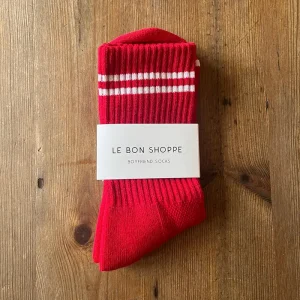 Boyfriend Adult Socks in Red by Le Bon Shoppe