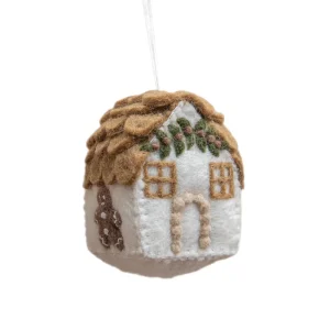 Gingerbread House in Cream Christmas Decoration by Shirley Bredal