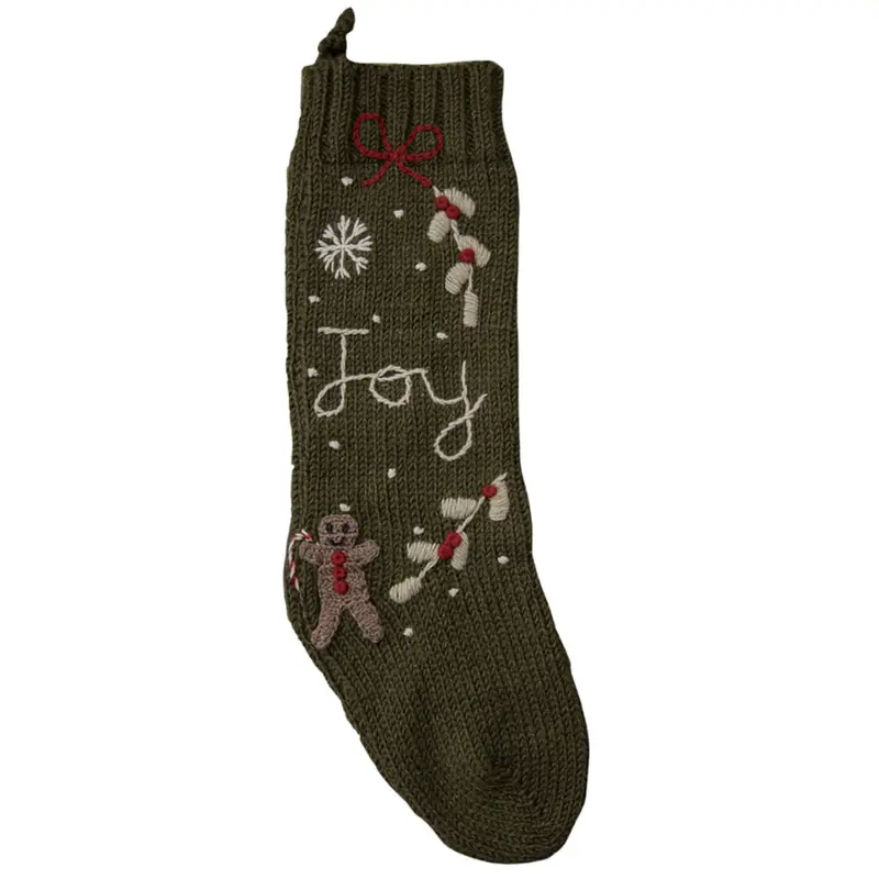 Gingerbread Knitted Christmas Stocking in Moss by Shirley Bredal