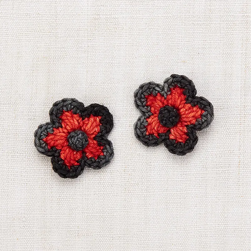 Medium Flower Clip Set in Red Flame by Misha & Puff