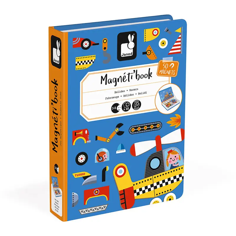 Racers & Vehicles Magneti Book by Janod