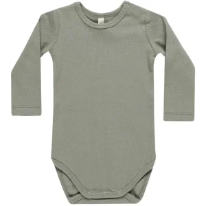 Ribbed Bodysuit in Basil by Quincy Mae - Last One In Stock - 6-12 Months