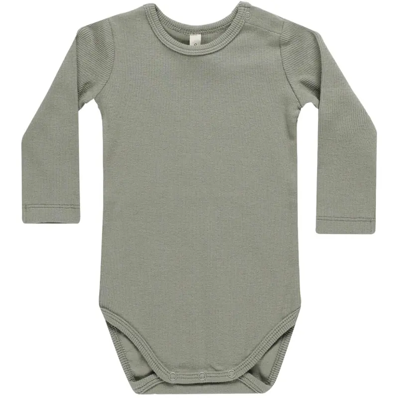 Ribbed Bodysuit in Basil by Quincy Mae - Last One In Stock - 6-12 Months