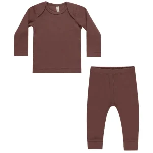 Ribbed Tee and Legging Set in Plum by Quincy Mae