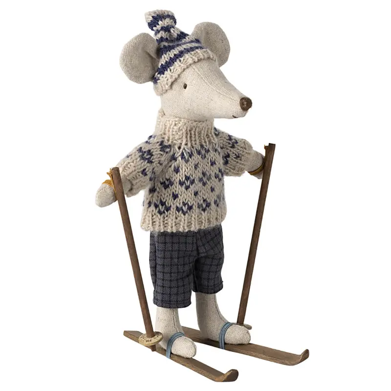 Dad Winter Mouse with Ski Set by Maileg