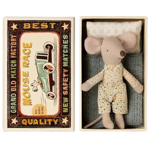 Little Brother Mouse in a Matchbox (Polka Dot Shirt and Trousers) by Maileg