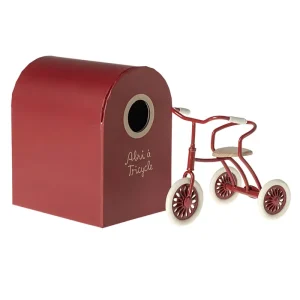 Mouse Tricycle and Garage in Red by Maileg