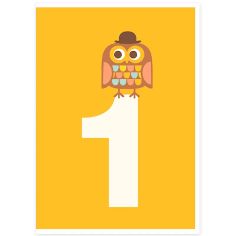 Age 1 Owl Greetings Card by Dicky Bird