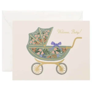 Floral Pram New Baby Greetings Card By Rifle Paper Co.