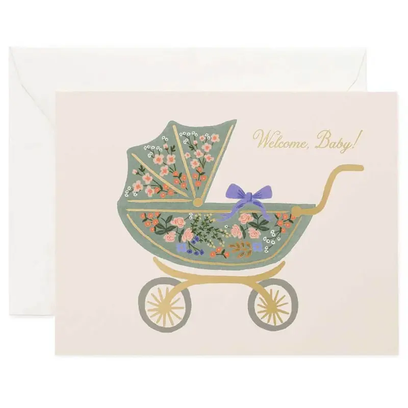 Floral Pram New Baby Greetings Card By Rifle Paper Co.