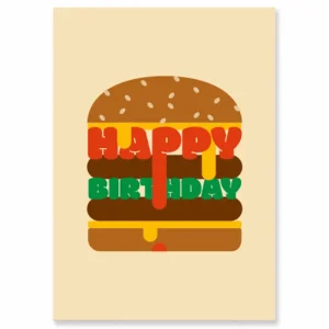 Happy Birthday Burger Greetings Card by Dicky Bird