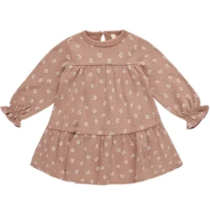 Tiered Jersey Dress in Rose Ditsy by Quincy Mae